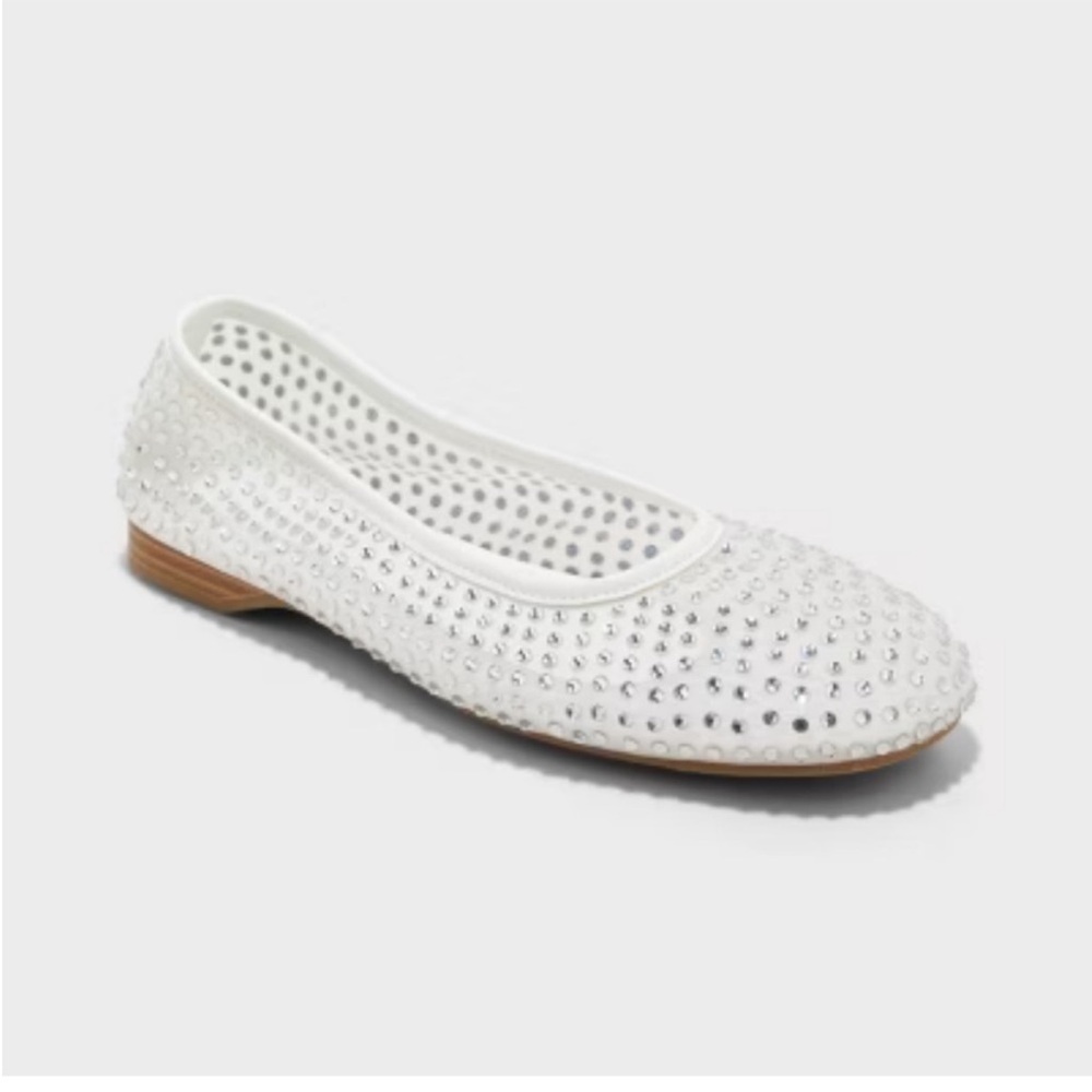 NWT A New Day MEL RHINESTONE MESH BALLET FLATS 10 SILVER Wedding Bling DELICATE